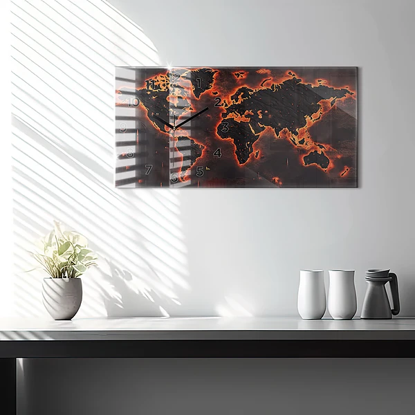 Horizontale Uhr mit motiv Weltkarte