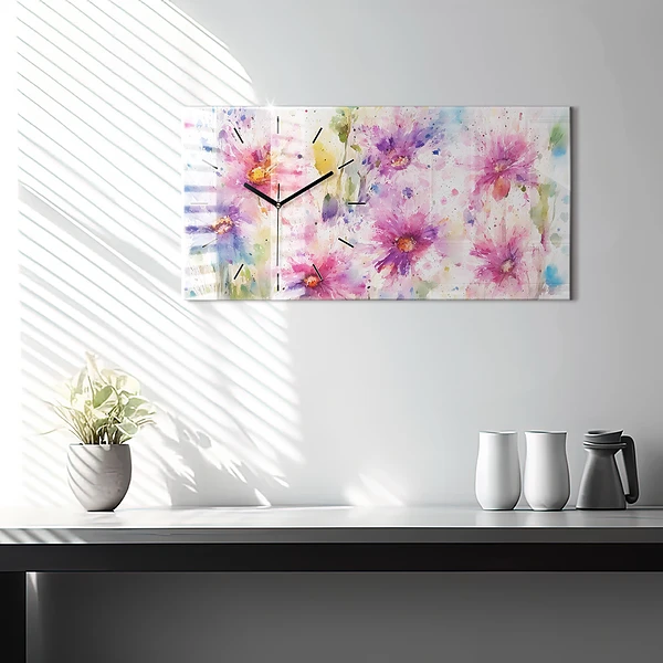 Horizontale Uhr Gemalte Blumen
