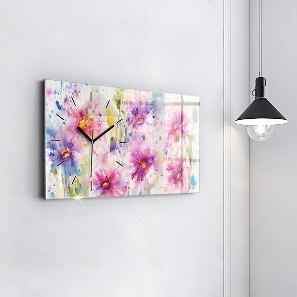 Horizontale Uhr Gemalte Blumen