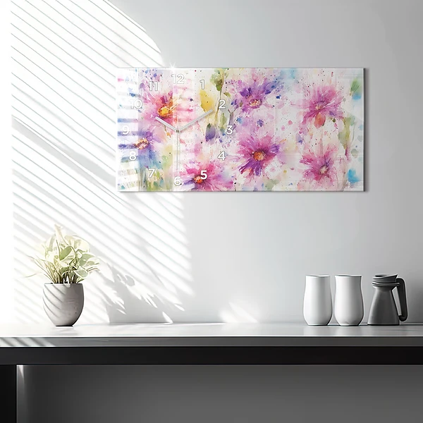 Horizontale Uhr Gemalte Blumen