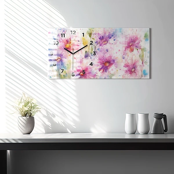 Horizontale Uhr Gemalte Blumen