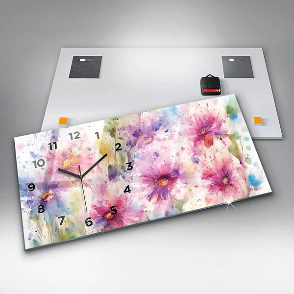 Horizontale Uhr Gemalte Blumen
