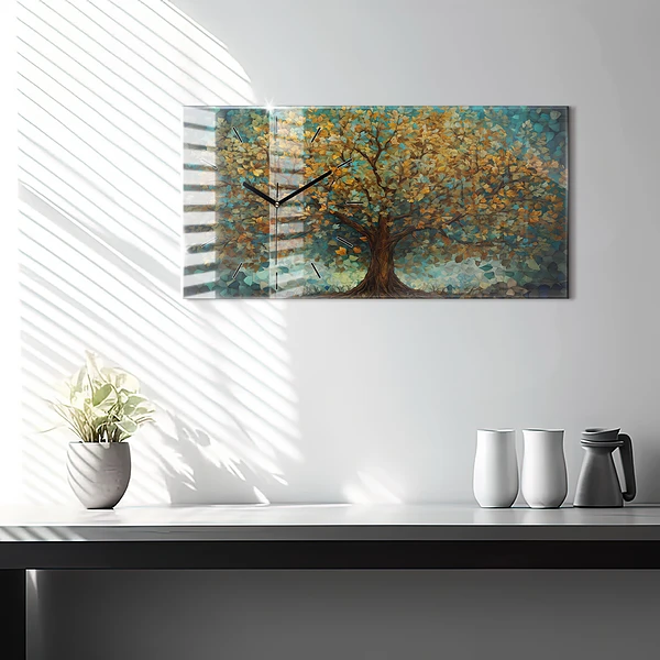 Horizontale Uhr mit motiv Mosaik-Baum