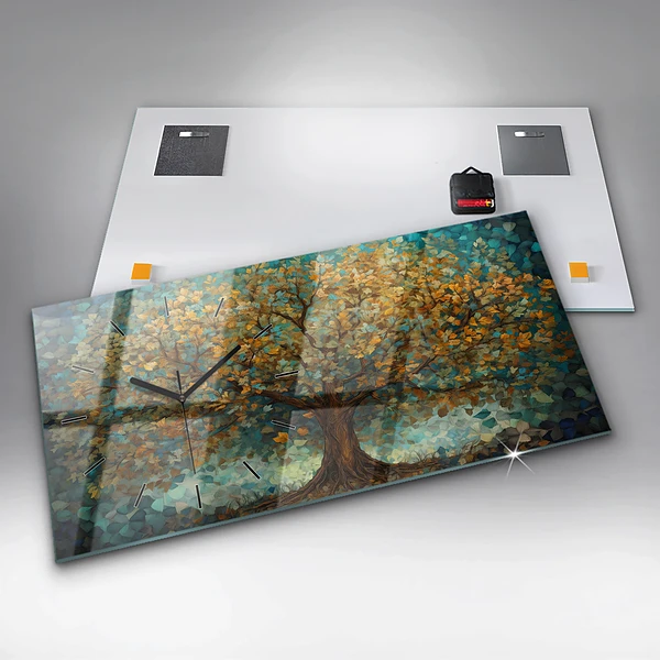 Horizontale Uhr mit motiv Mosaik-Baum