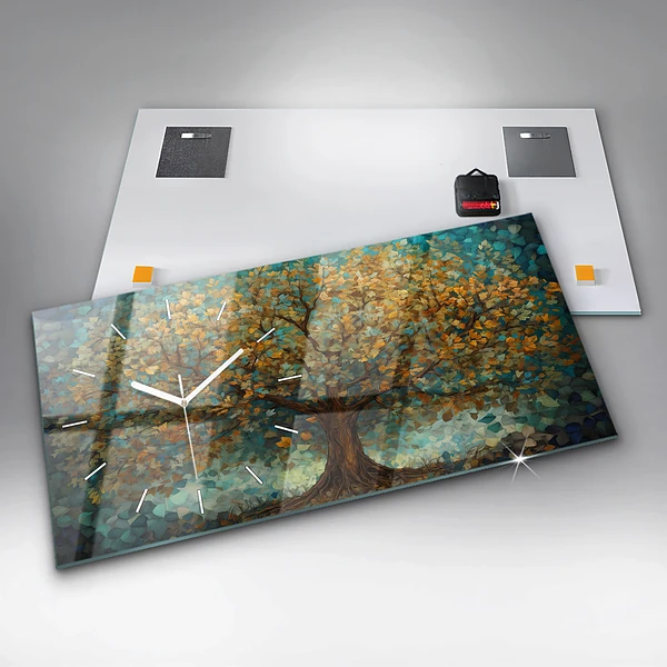Horizontale Uhr mit motiv Mosaik-Baum