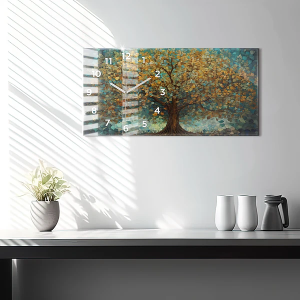 Horizontale Uhr mit motiv Mosaik-Baum