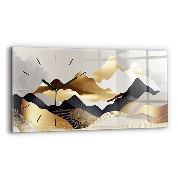 Horizontale Uhr mit motiv Abstrakte goldene Berge