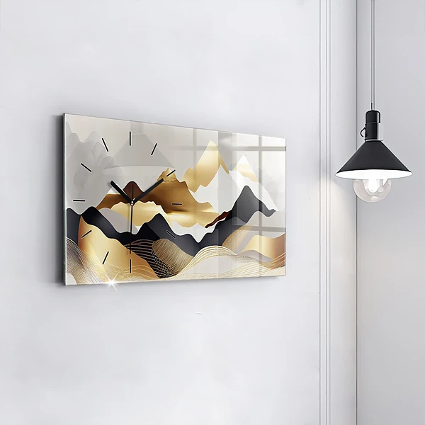 Horizontale Uhr mit motiv Abstrakte goldene Berge