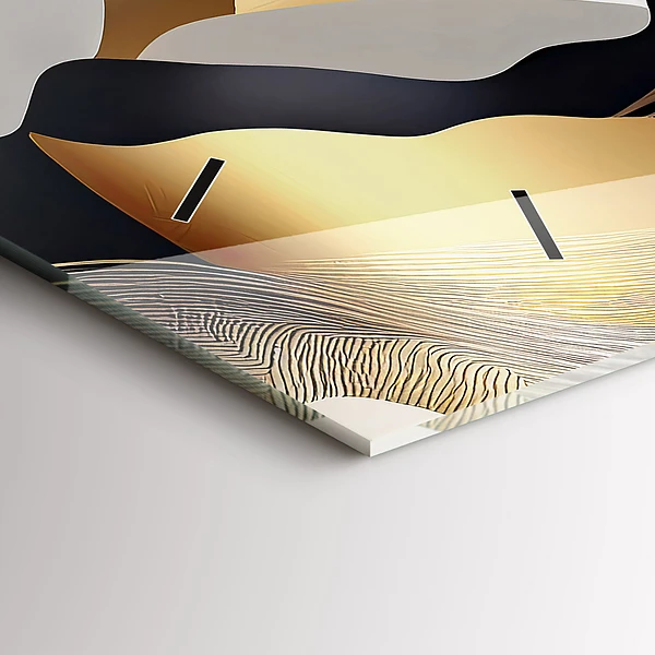 Horizontale Uhr mit motiv Abstrakte goldene Berge