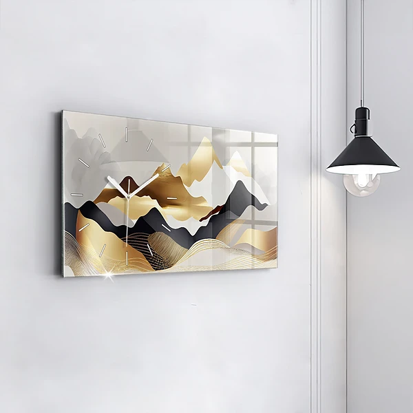 Horizontale Uhr mit motiv Abstrakte goldene Berge