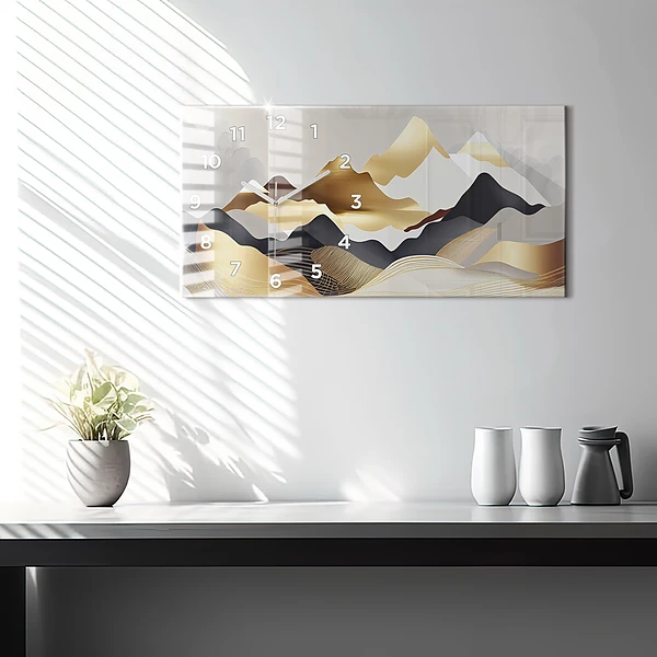 Horizontale Uhr mit motiv Abstrakte goldene Berge