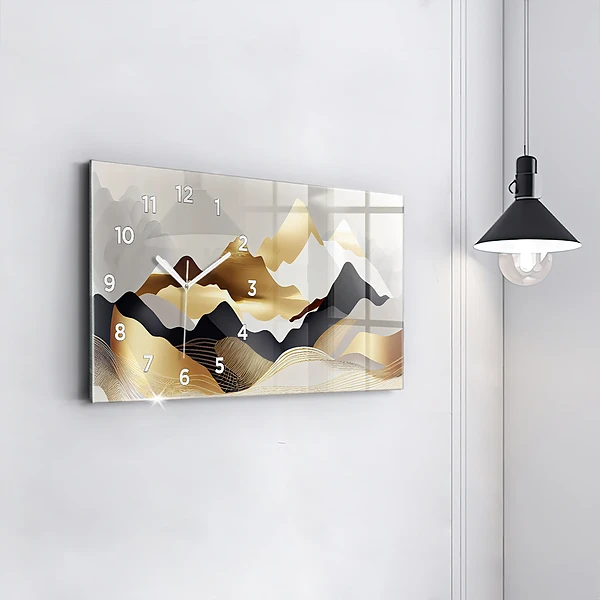 Horizontale Uhr mit motiv Abstrakte goldene Berge