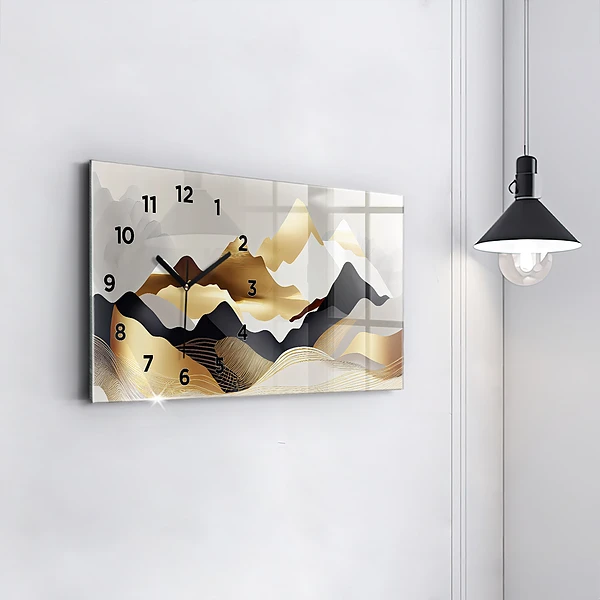 Horizontale Uhr mit motiv Abstrakte goldene Berge