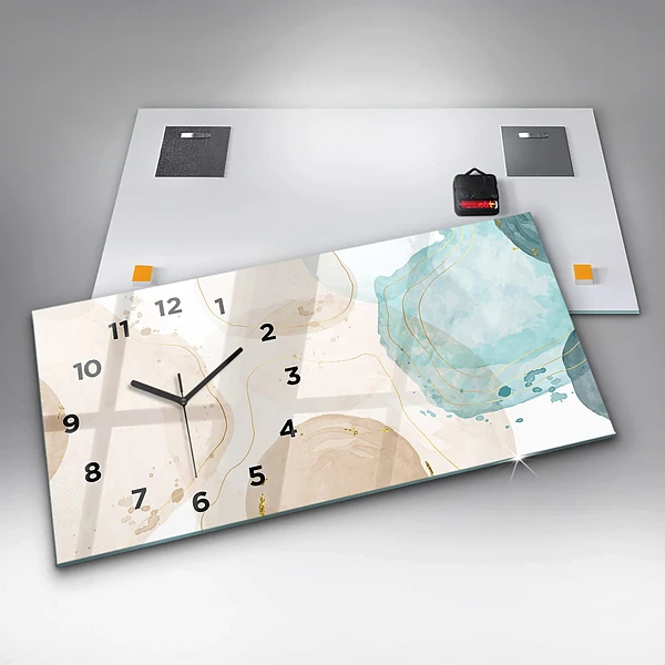 Horizontale Uhr Aquarell-Flecken
