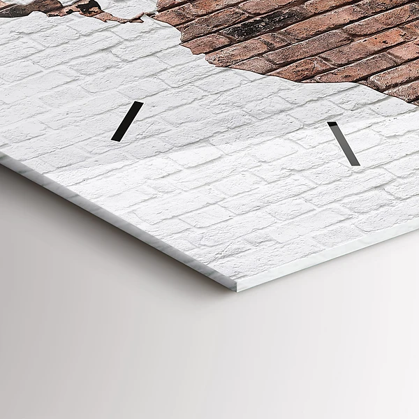 Horizontale Uhr mit motiv Weltkarte aus Backsteinen