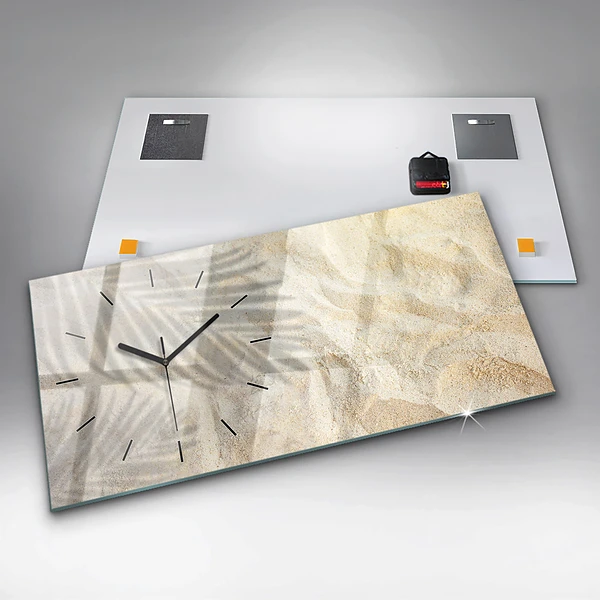 Horizontale Uhr Schatten einer Palme Sand