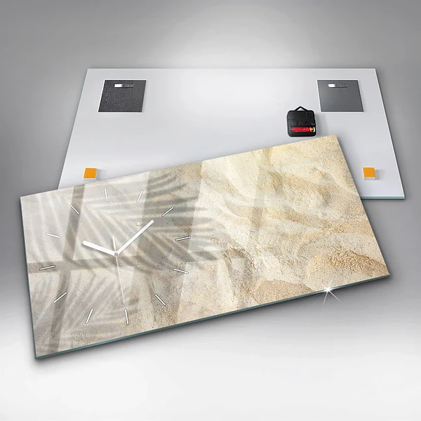 Horizontale Uhr Schatten einer Palme Sand