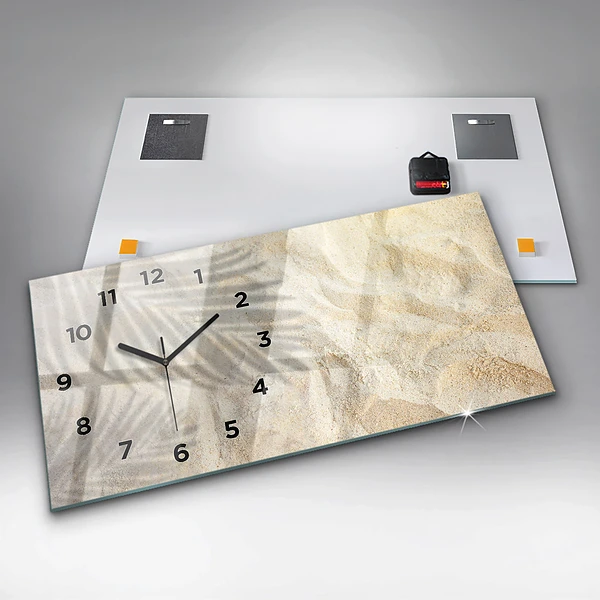 Horizontale Uhr Schatten einer Palme Sand