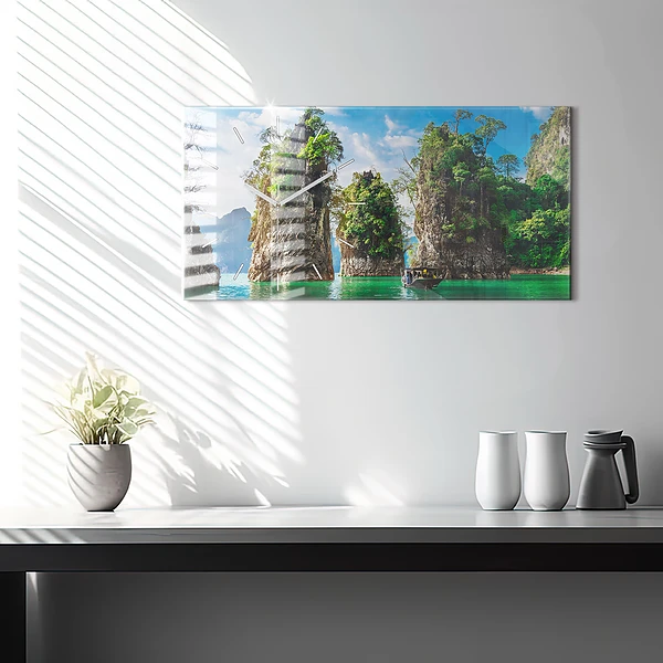 Horizontale Uhr mit motiv See der Natur Bäume