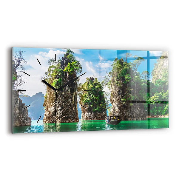 Horizontale Uhr mit motiv See der Natur Bäume