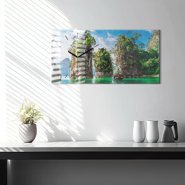 Horizontale Uhr mit motiv See der Natur Bäume