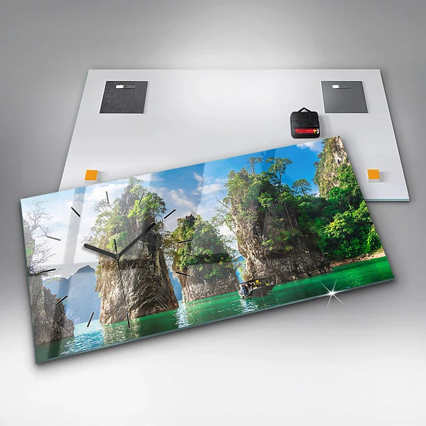 Horizontale Uhr mit motiv See der Natur Bäume