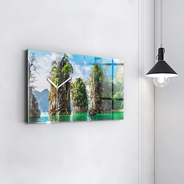 Horizontale Uhr mit motiv See der Natur Bäume