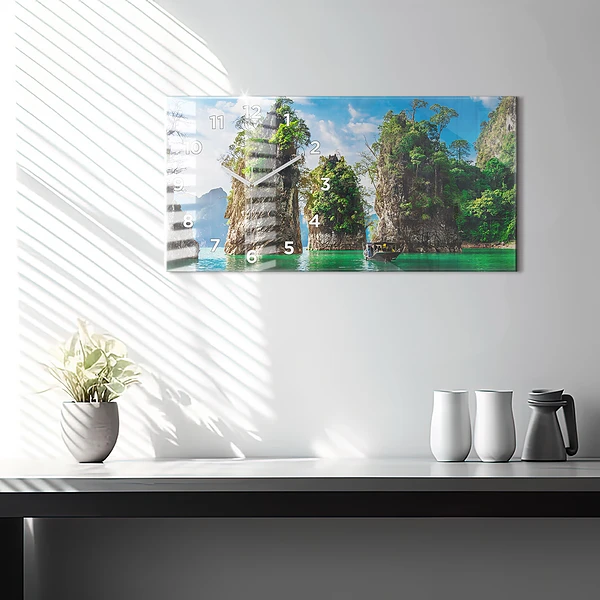 Horizontale Uhr mit motiv See der Natur Bäume