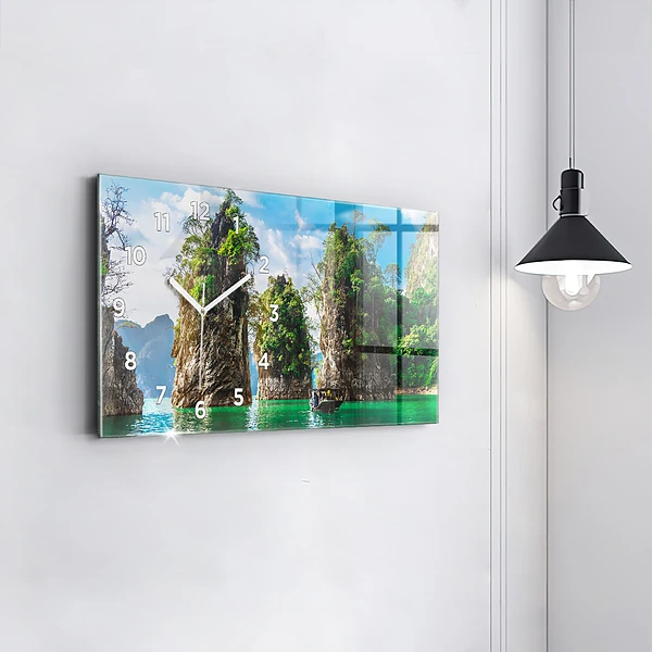 Horizontale Uhr mit motiv See der Natur Bäume