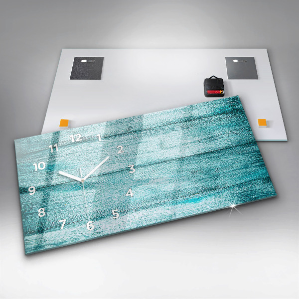 Horizontale Uhr Blaues altes Holz