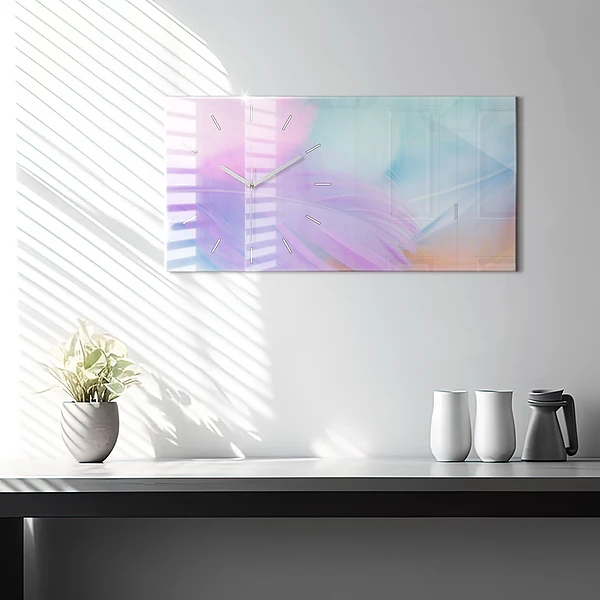 Horizontale Uhr Bunte Federn