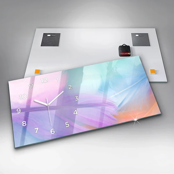 Horizontale Uhr Bunte Federn
