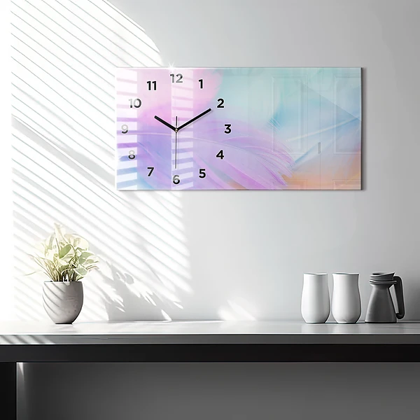 Horizontale Uhr Bunte Federn