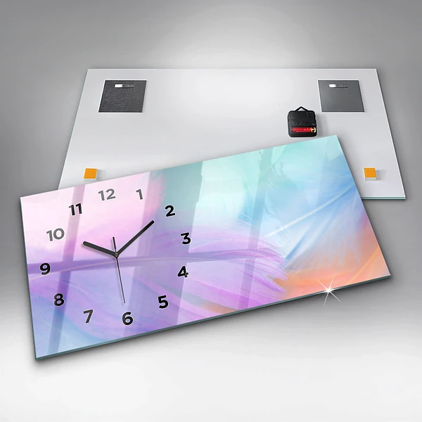 Horizontale Uhr Bunte Federn