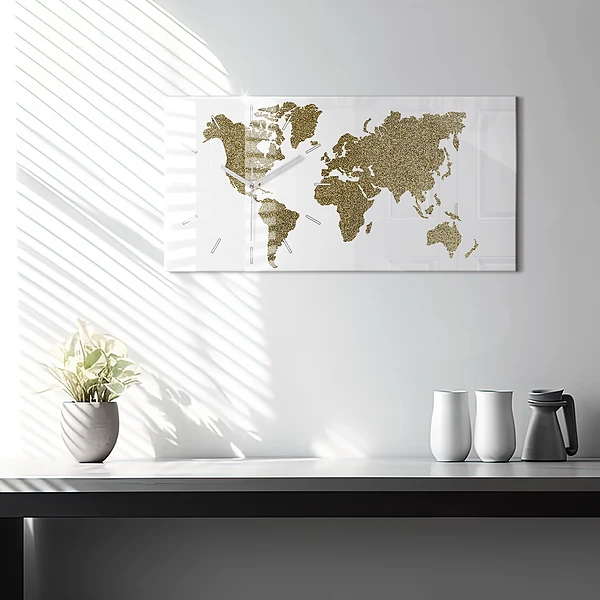Horizontale Uhr mit motiv Weltkarte