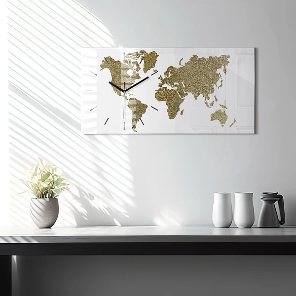 Horizontale Uhr mit motiv Weltkarte