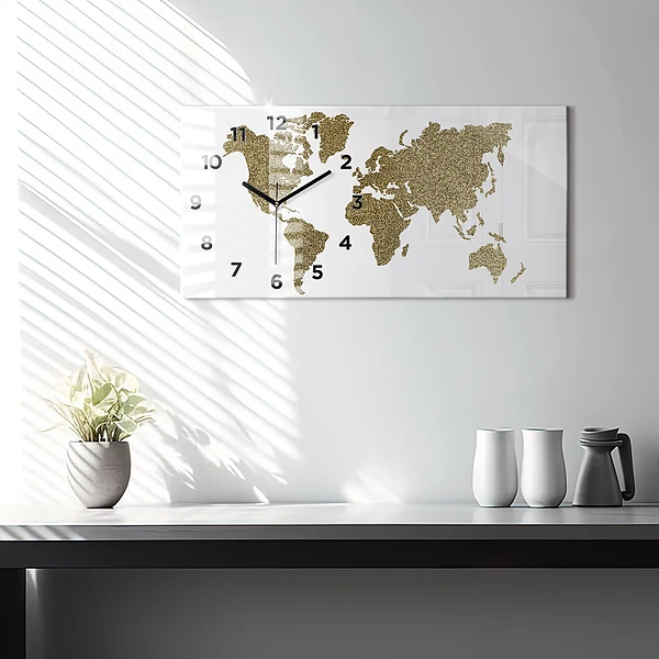 Horizontale Uhr mit motiv Weltkarte