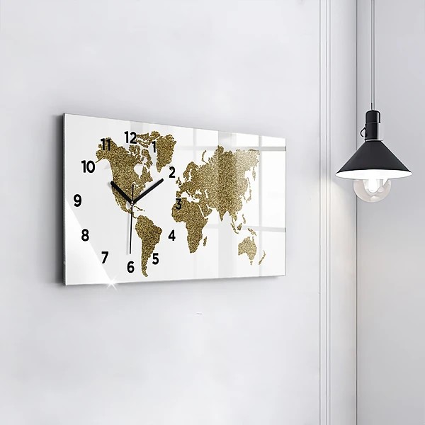 Horizontale Uhr mit motiv Weltkarte