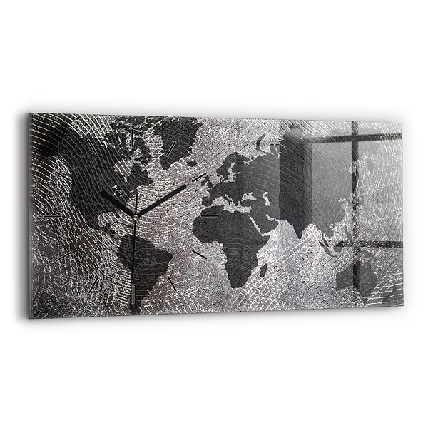 Horizontale Uhr mit motiv Weltkarte Beton