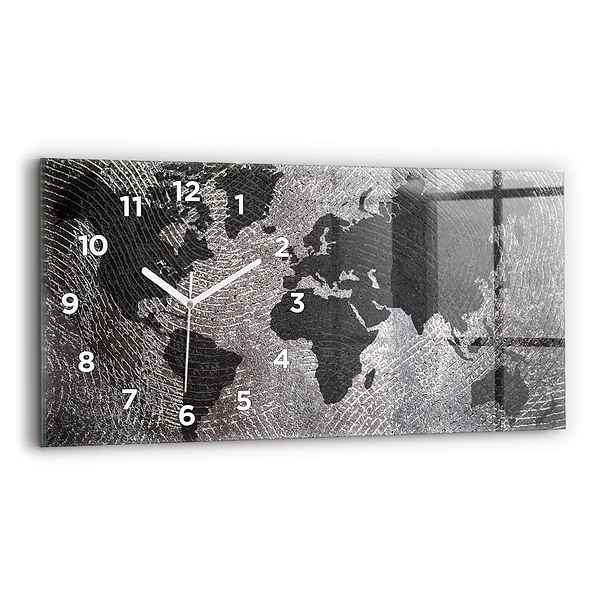 Horizontale Uhr mit motiv Weltkarte Beton