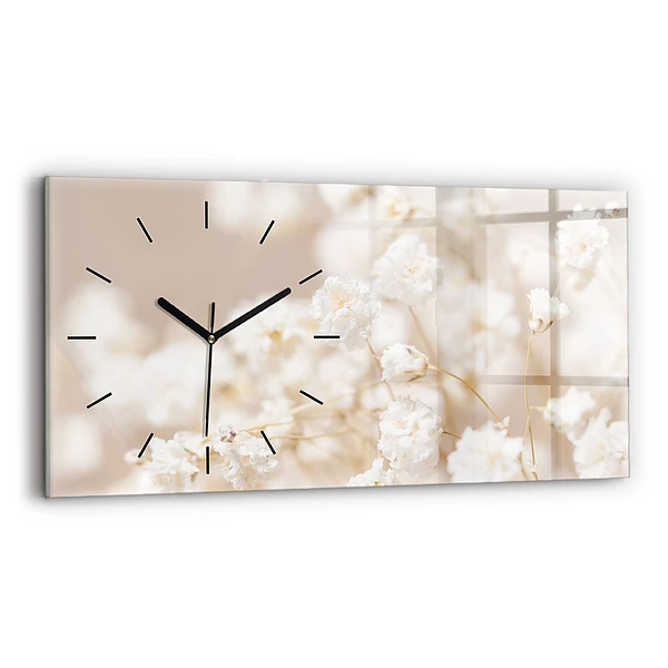 Horizontale Uhr mit motiv Kleine weiße Blumen