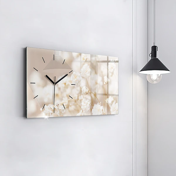 Horizontale Uhr mit motiv Kleine weiße Blumen