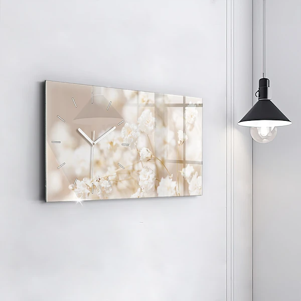 Horizontale Uhr mit motiv Kleine weiße Blumen