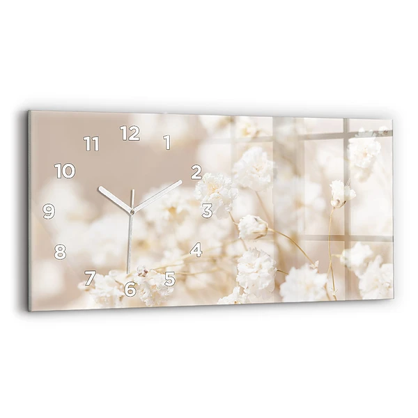 Horizontale Uhr mit motiv Kleine weiße Blumen