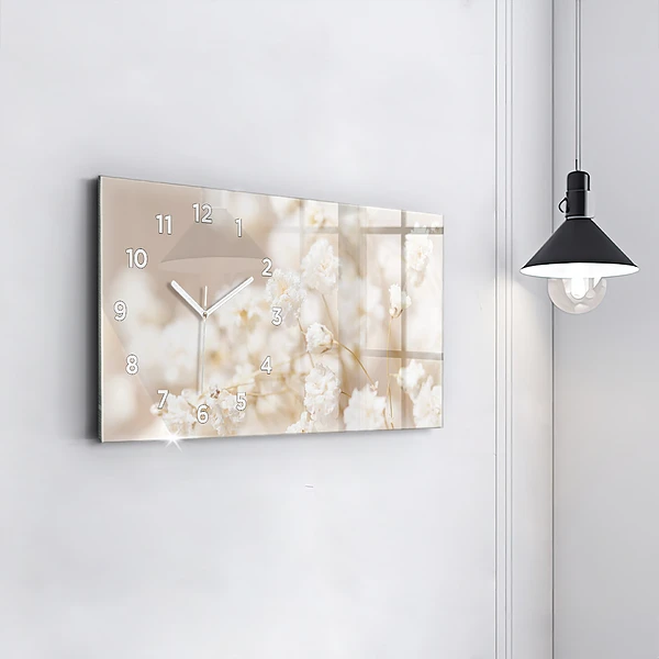 Horizontale Uhr mit motiv Kleine weiße Blumen