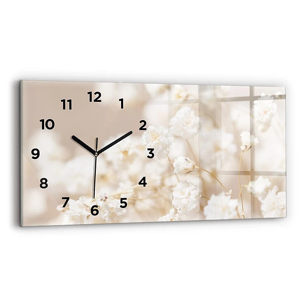 Horizontale Uhr mit motiv Kleine weiße Blumen