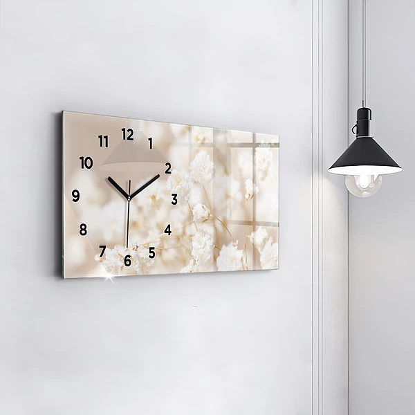 Horizontale Uhr mit motiv Kleine weiße Blumen