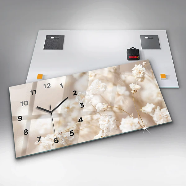 Horizontale Uhr mit motiv Kleine weiße Blumen