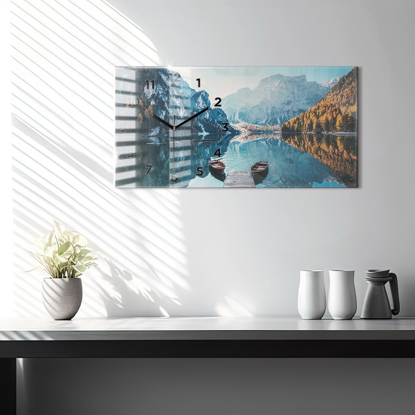 Horizontale Uhr mit motiv Boote auf einem See