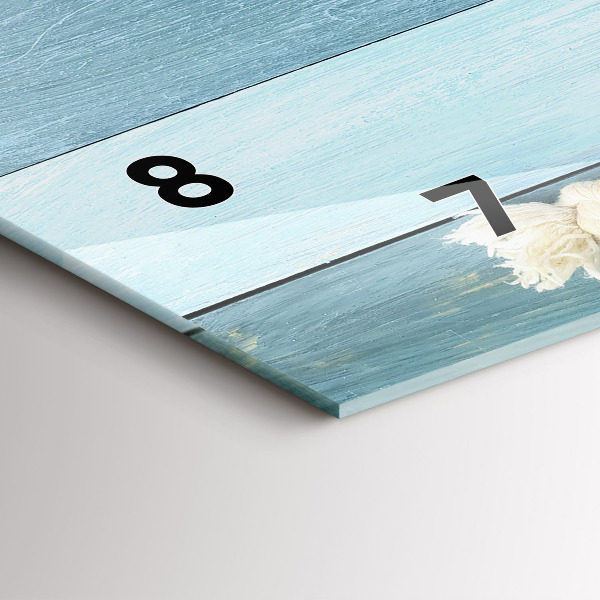 Horizontale Uhr Bohlenstreifen und Muschel